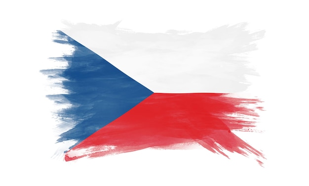 Czech Republic flag brush stroke, national flag on white background