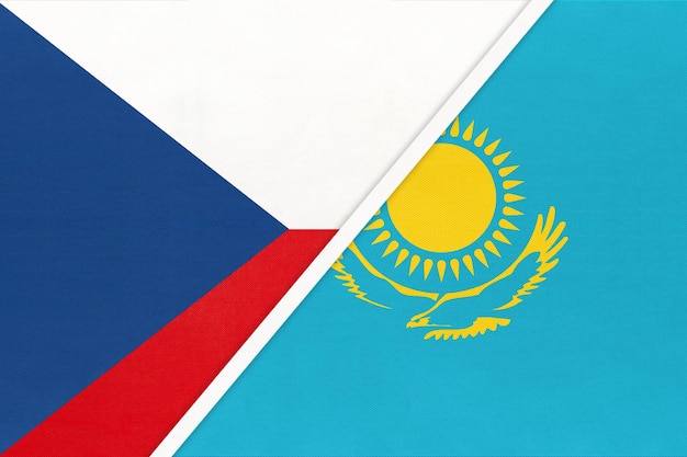 Czech Republic and Kazakhstan symbol of country Czechia vs Kazakhstani national flags