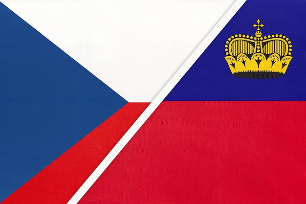 Czech Republic and Liechtenstein symbol of country Czechia vs Liechtensteiner national flags