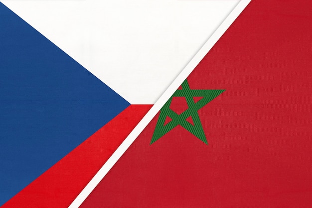 Czech Republic and Morocco symbol of country Czechia vs Moroccan national flags