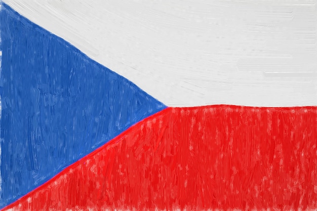 Czech Republic painted flag. Patriotic drawing on paper background. National flag of Czech Republic