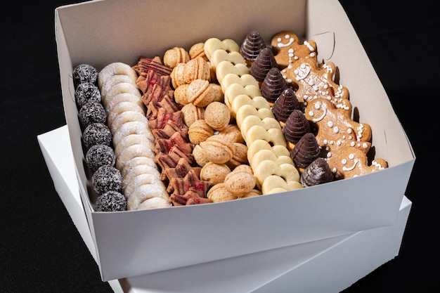 Czech traditional homemade christmas cookies in a box