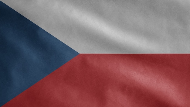 Czechia flag waving in the wind. Close up of Czech Republic template blowing, soft and smooth silk