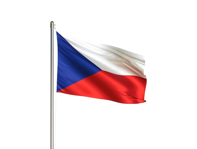 Czechia national flag waving in isolated white background Czech Republic flag 3D illustration