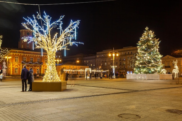 Czestochowa Poland 31 December 2023 Czestochowa City Center on Christmas Eve