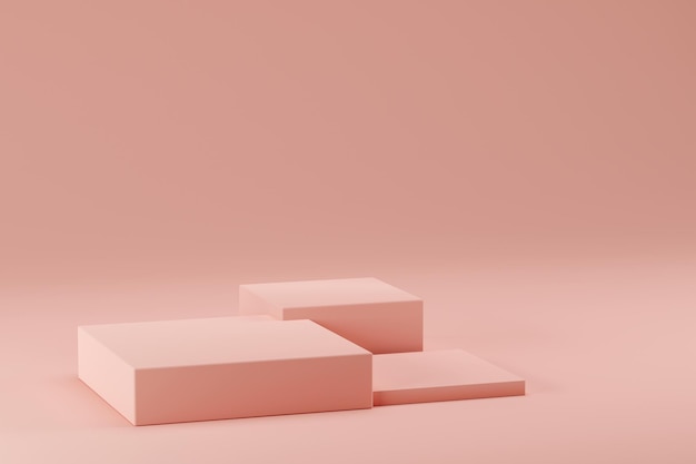 D abstract render pink platform for product display on pink pastel background