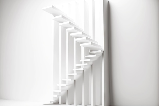 D abstract white ladder extending upwards on white background