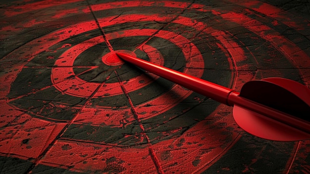 Photo d business target achievement with bullseye hit