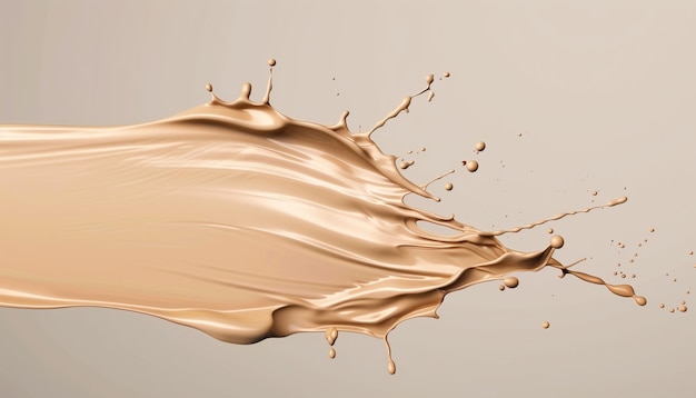 Photo d illustration of fluid cosmetic cream with liquid foundation splash element depicted in title case