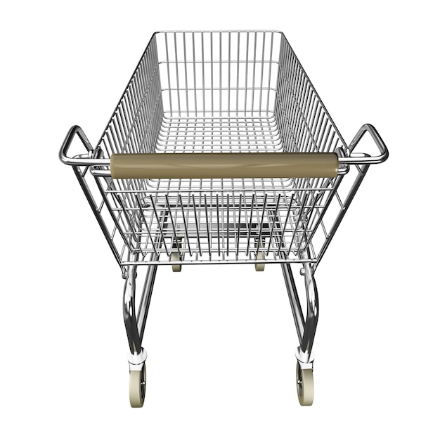 D illustration of shopping cart isolated on white background