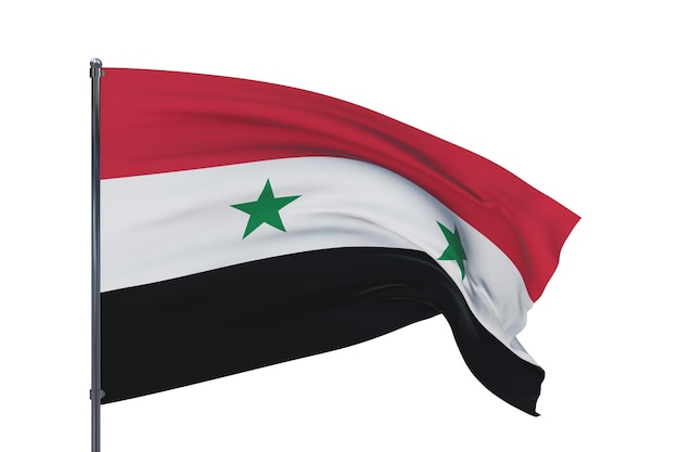 D illustration waving flags of the world flag of syria isolated on white background