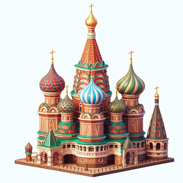 D model of St Basils Cathedral in Moscow showcasing intricate details and vibrant colors