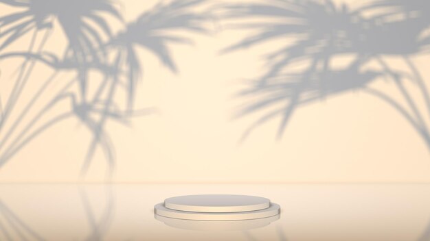 D podium background white stone podium in the sunlight for a cosmetic product or packaging on sunny ...