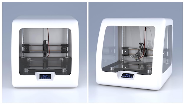 D printer model prototype modern printing technology illustration