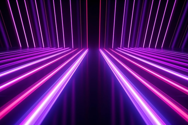 Photo d render abstract minimal neon background pinkblue neon lines glowing in ultraviolet spectrum