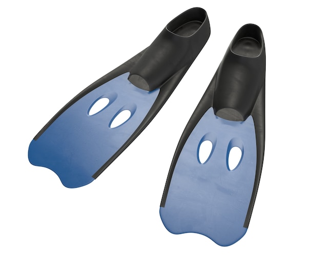 D render of blue diver flippers isolated on white