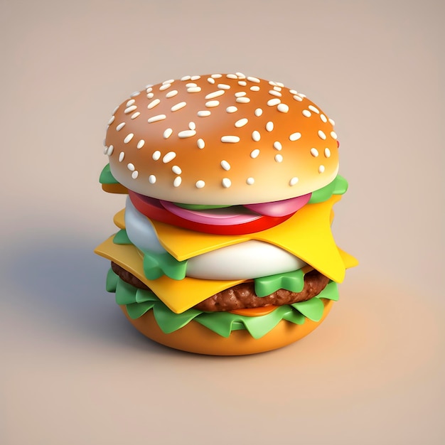 D render burger object illustration