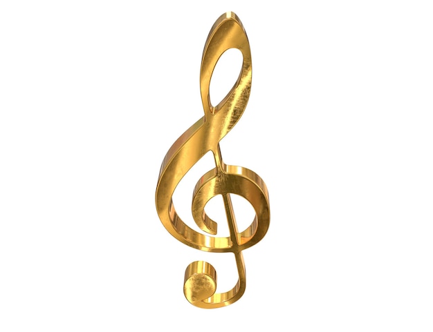 D render of gold music clef symbol isolated on white