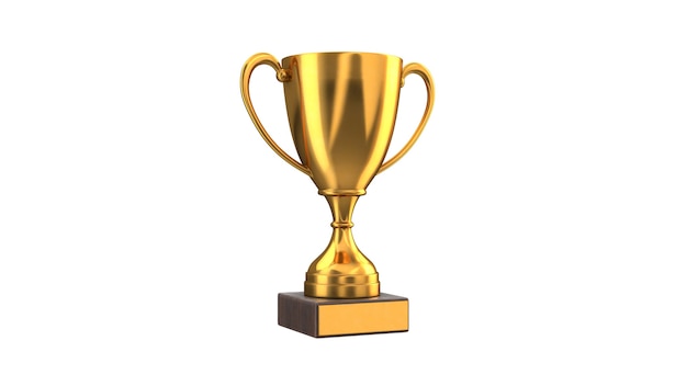 D render of gold trophy cup isolated on white