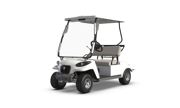 D render of golf cart isolated on white background