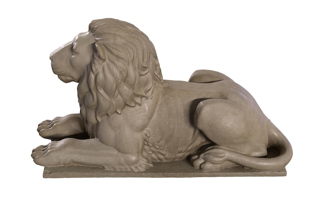 D render of lying lion stone sculpture isolated on white