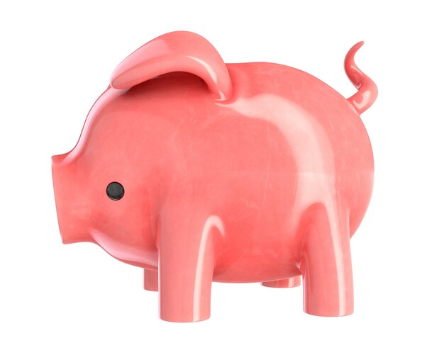 D render of pink piggy bank isolated on white