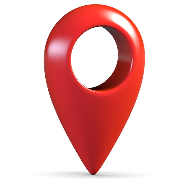 D render of red map geo pin isolated on white