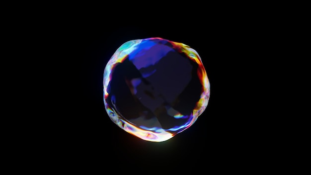 D rendered abstract sphere with detailed reflection and dispersion