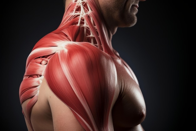 D rendered medical illustration of human shoulder muscles and nerves a realistic depiction of human