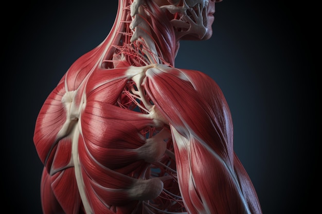 D rendered medical illustration of human shoulder muscles and nerves a realistic depiction of human