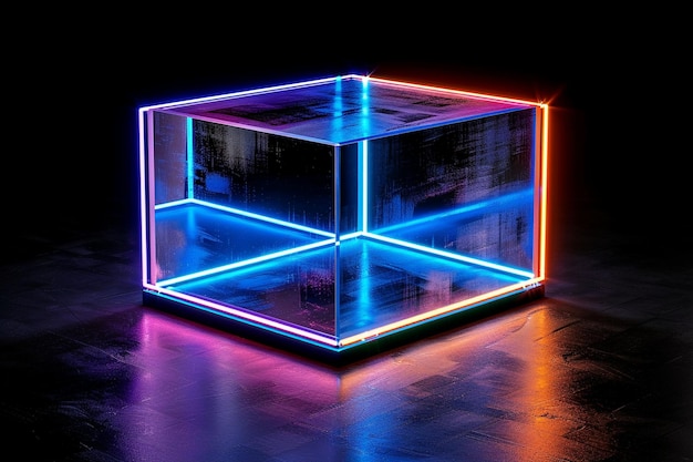 d rendering of neon square shape