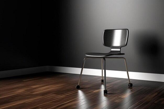 Photo d rendering single minimalist office chair with glossy wood and wheelchair legs