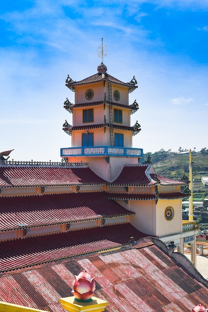 Da Lat, Vietnam - 10 February 2023 Cao Dai Temple of Da Lat