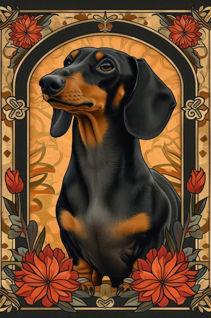 Photo dachshund dog art illustration for a book