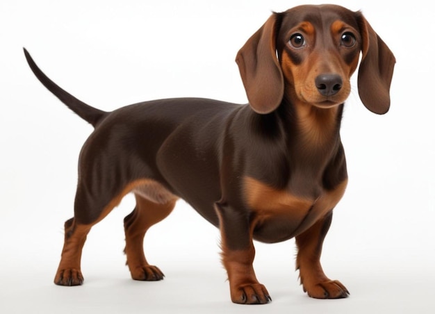 Photo dachshund dog breed dog sitting on a white background