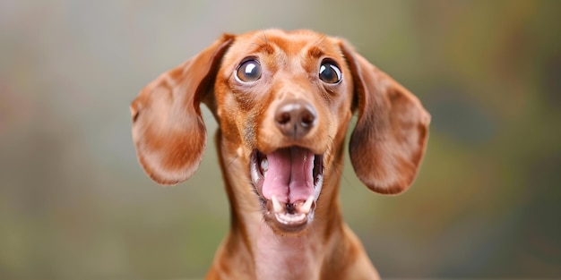 A dachshund dog showing fear with an open mouth and bulging eyes Concept Topic Pet Photography Expressive Portraits Emotions Dachshund Fear