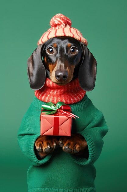 Photo dachshund portrait sweater mammal