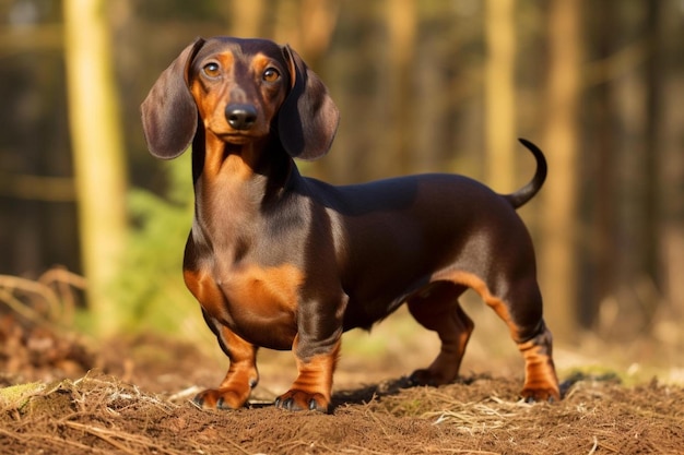 Photo a dachshund standing in a forest