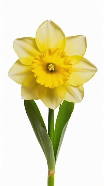 Photo daffodil flower with leaf isolated on a white background