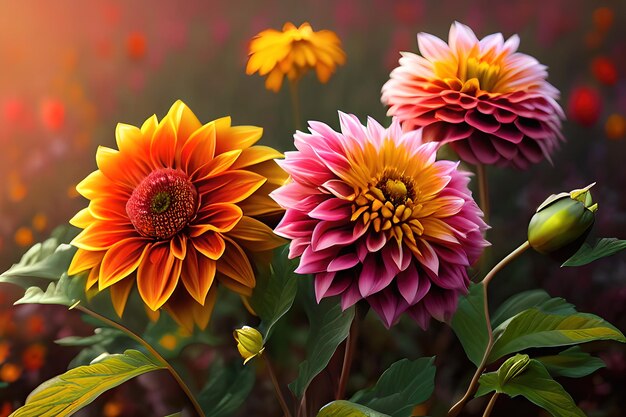 Dahlia Autumn flower background