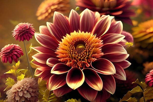 Dahlia Autumn flower background