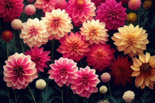 Dahlia flower banquet beautiful spectacular flower arrangement background