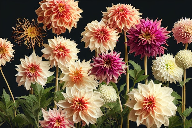 Dahlia flower banquet beautiful spectacular flower arrangement background