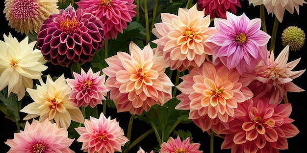 Dahlia flower banquet beautiful spectacular flower arrangement background