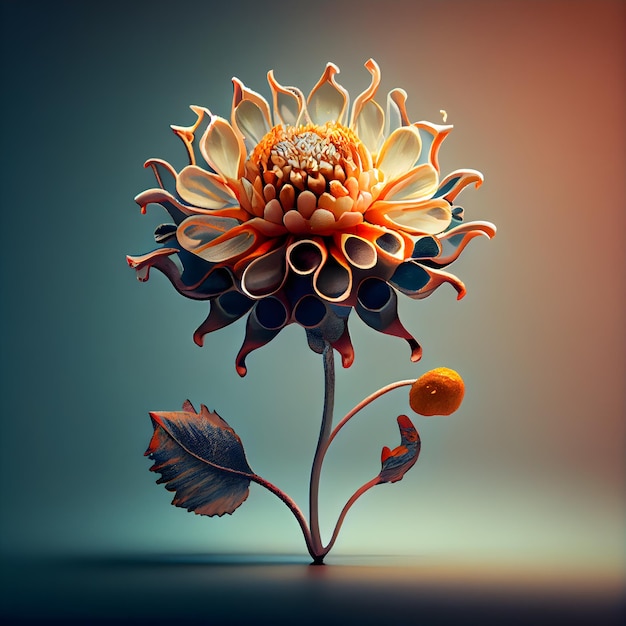 Dahlia flower on a dark background 3d illustration