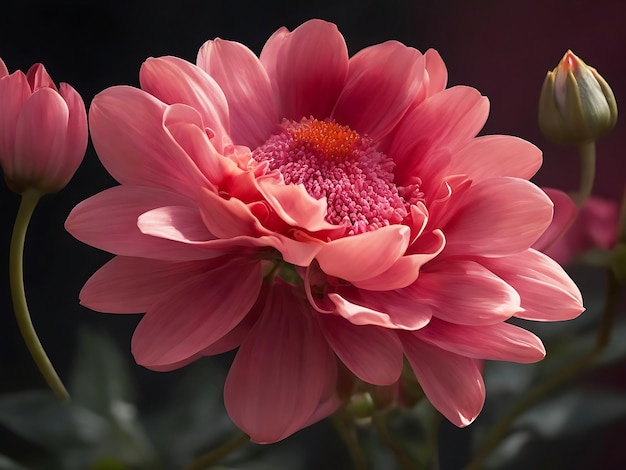 A dahlia ladybug closeup flower