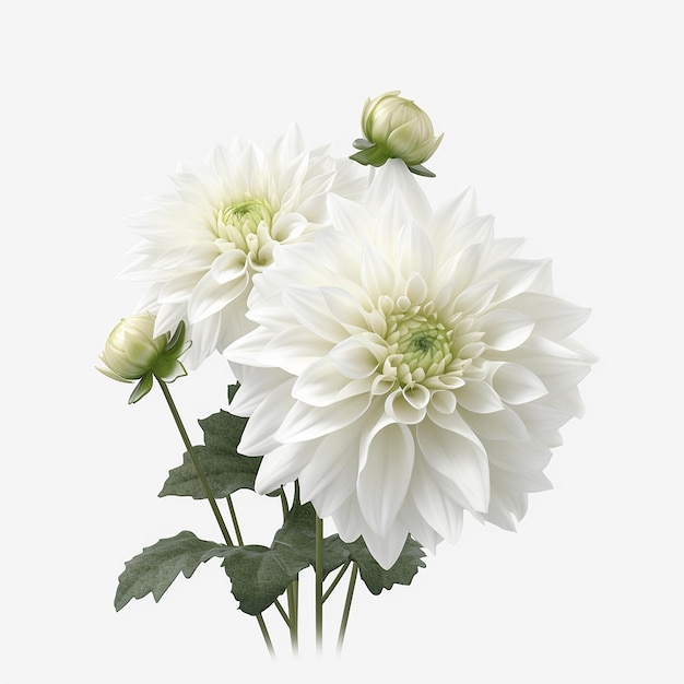 Dahlia tree flowers white background images Generative AI