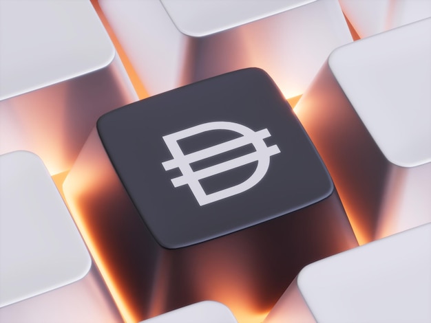 Dai Keycap Press Button Close Up Crypto Currency 3D Illustration Render