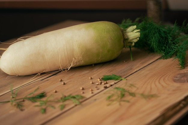 daikon on a wooden board