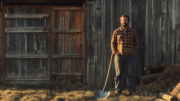 Photo daily farm life men in agriculture and their connection to rural traditions